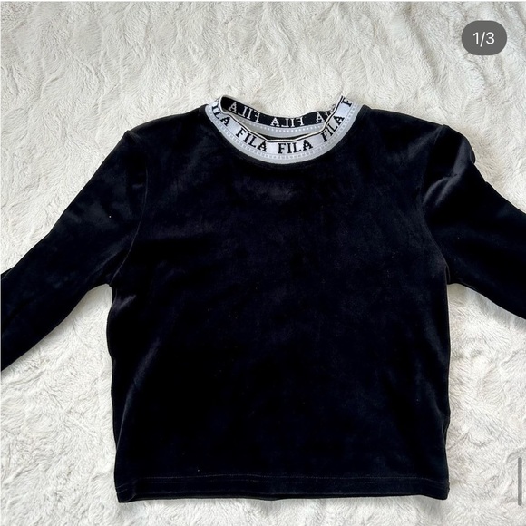 Suede black, long sleeve top - Picture 1 of 3
